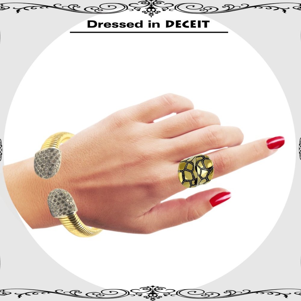 Bold-Statement 2-Tone High Polished Antiqued Stai… - image 2